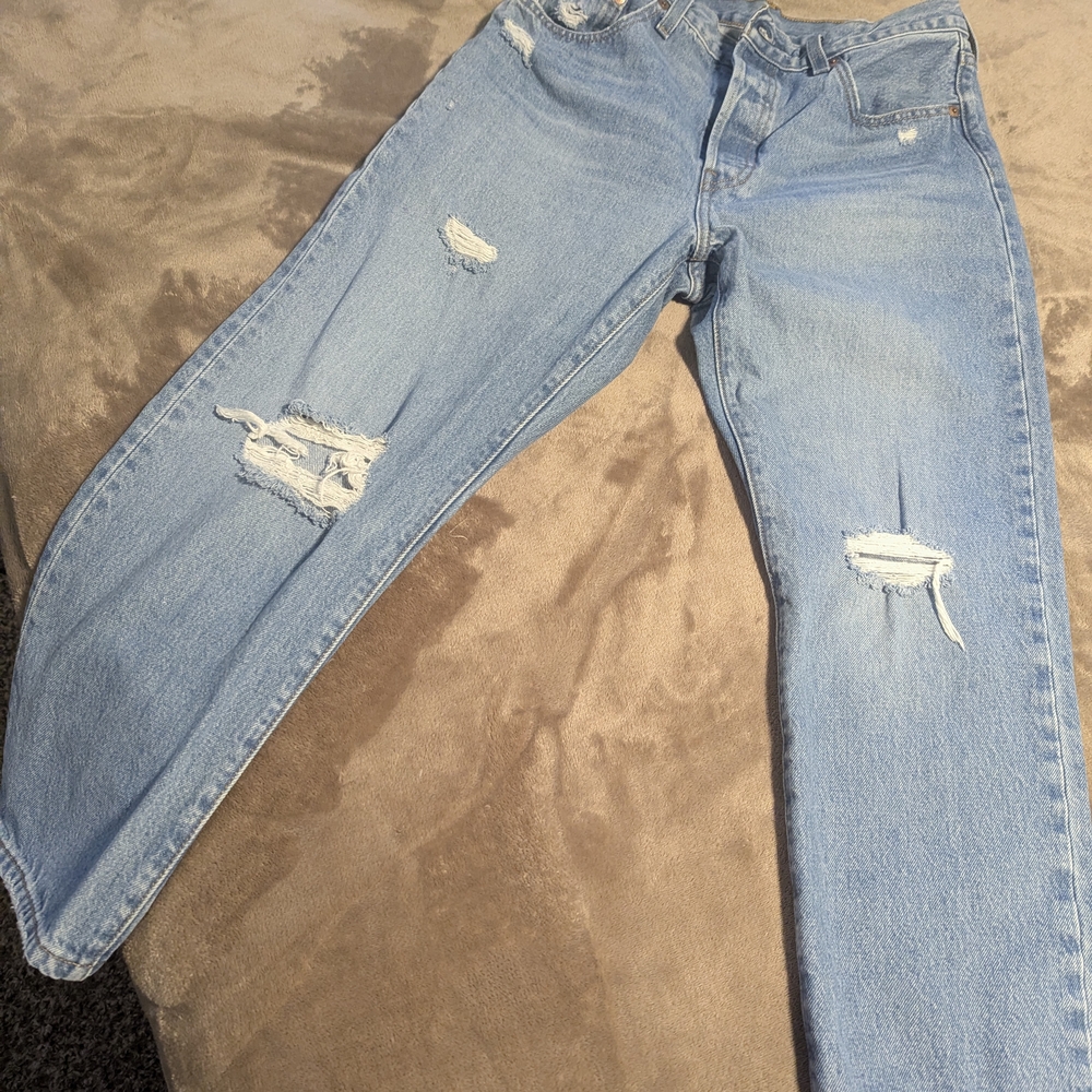 Levi's Light Blue Distressed Boyfriend Jeans